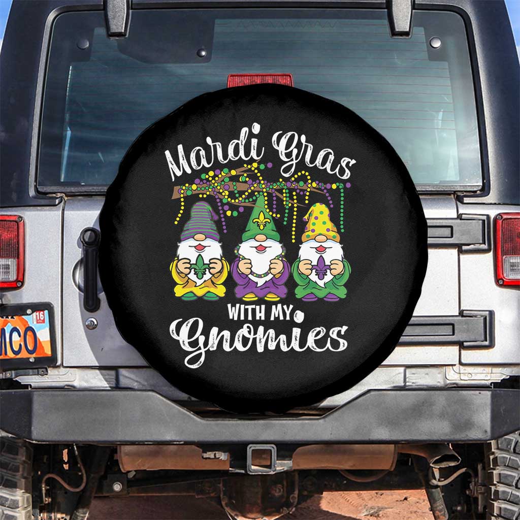 Mardi Gras With My Gnomies Funny Gnomes Squad Spare Tire Cover TS09 No hole Black Print Your Wear