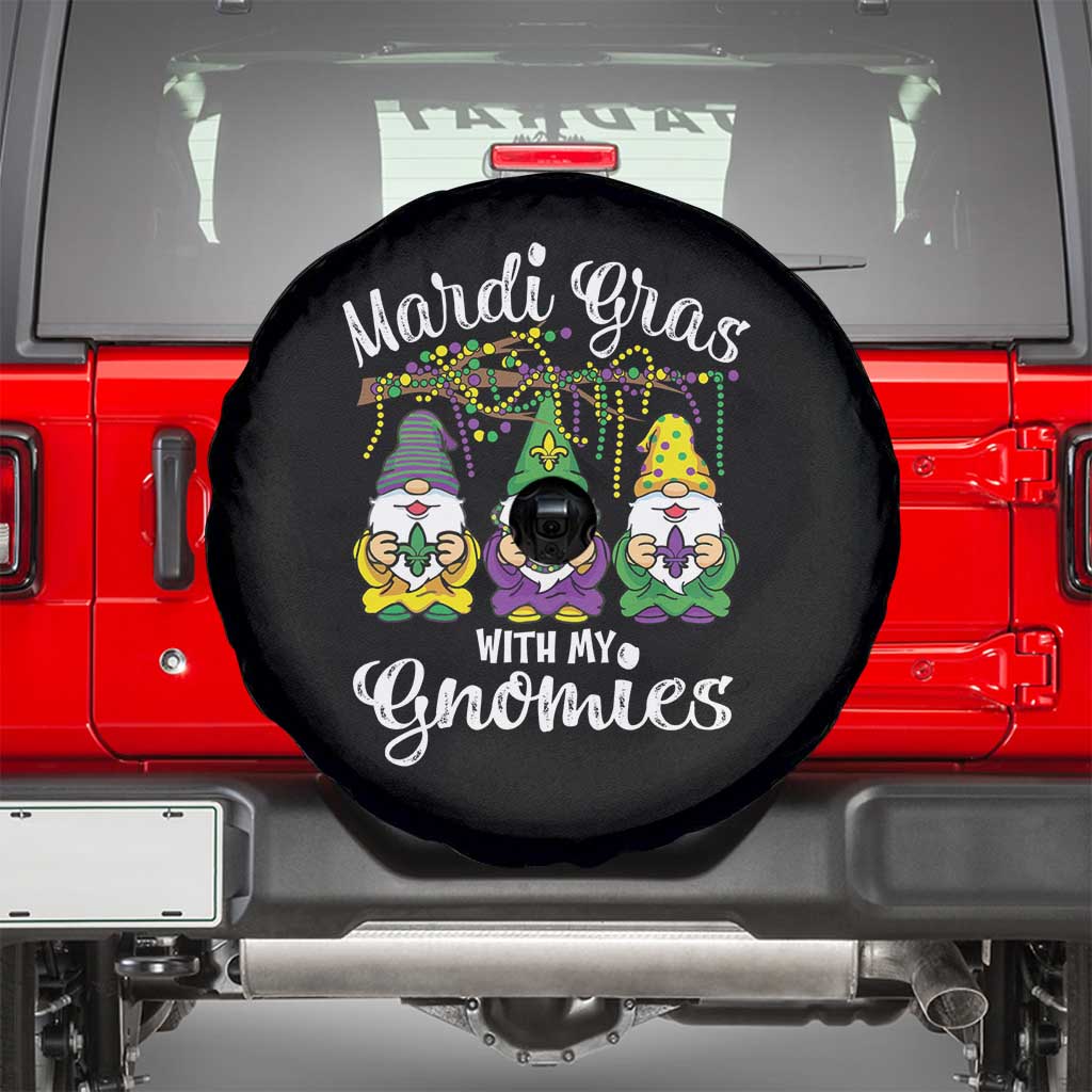Mardi Gras With My Gnomies Funny Gnomes Squad Spare Tire Cover TS09 Black Print Your Wear
