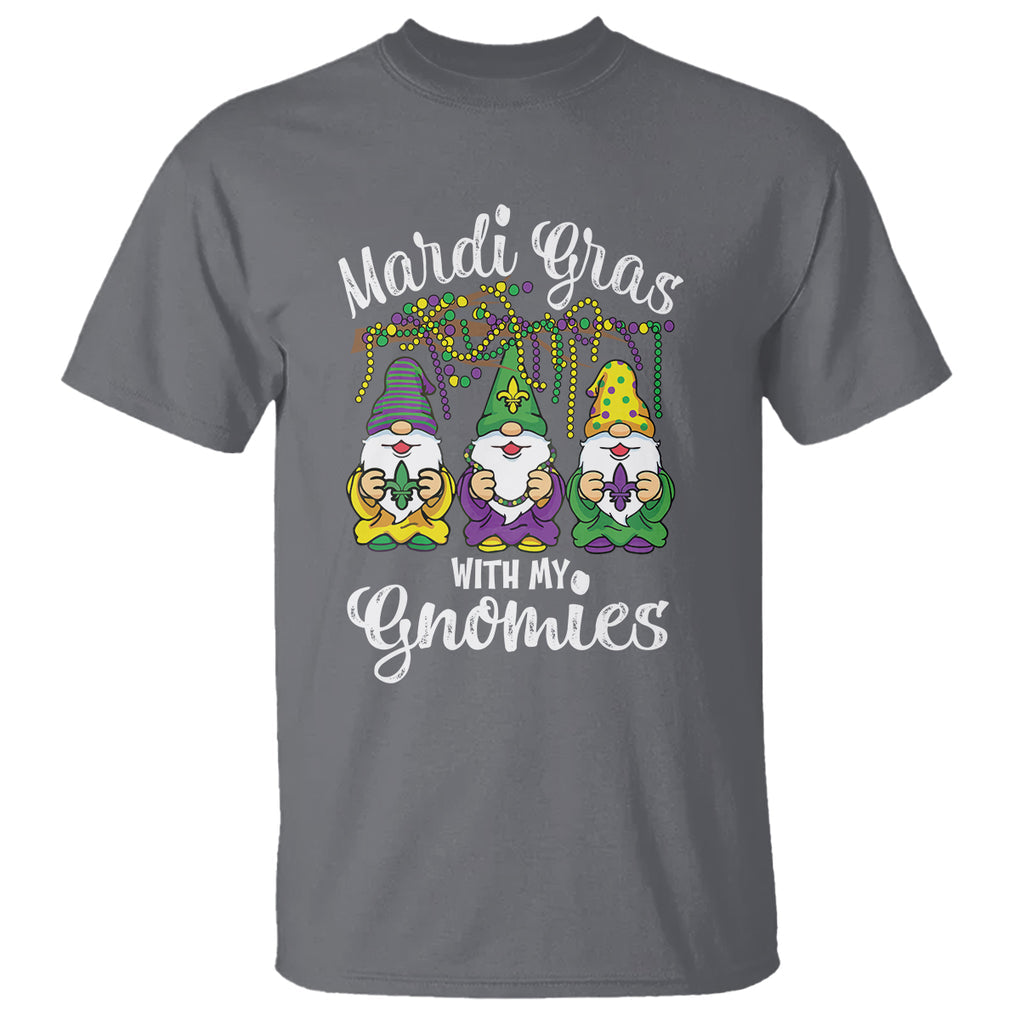 Mardi Gras With My Gnomies Funny Gnomes Squad T Shirt TS09 Charcoal Printyourwear