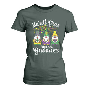 Mardi Gras With My Gnomies Funny Gnomes Squad T Shirt For Women TS09 Dark Forest Green Print Your Wear