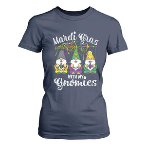 Mardi Gras With My Gnomies Funny Gnomes Squad T Shirt For Women TS09 Navy Print Your Wear