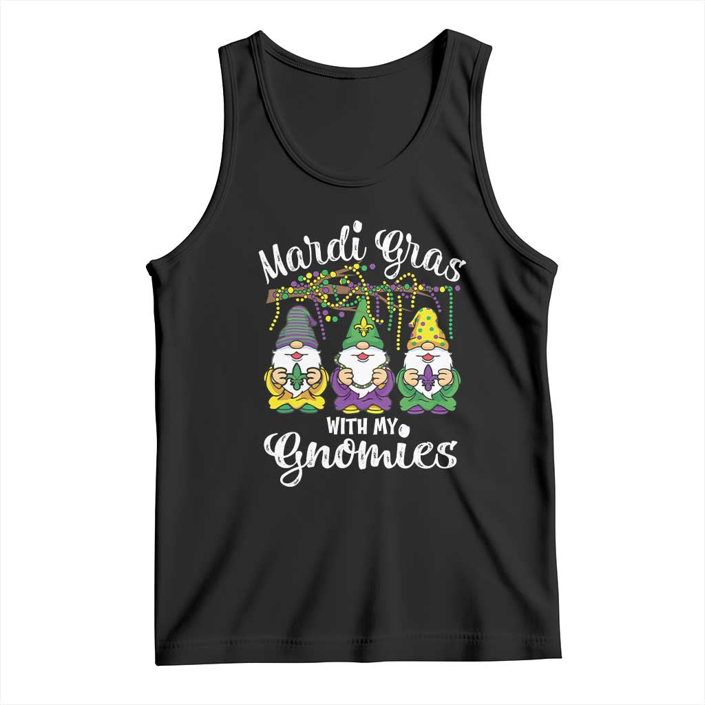 Mardi Gras With My Gnomies Funny Gnomes Squad Tank Top TS09 Black Print Your Wear