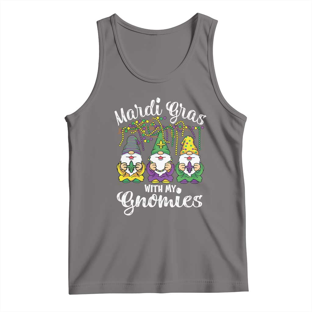 Mardi Gras With My Gnomies Funny Gnomes Squad Tank Top TS09 Deep Heather Print Your Wear