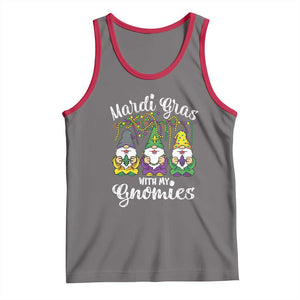 Mardi Gras With My Gnomies Funny Gnomes Squad Tank Top TS09 Deep Heather Red Print Your Wear