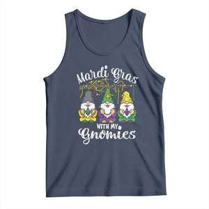 Mardi Gras With My Gnomies Funny Gnomes Squad Tank Top TS09 Navy Print Your Wear