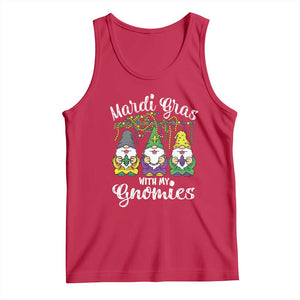 Mardi Gras With My Gnomies Funny Gnomes Squad Tank Top TS09 Red Print Your Wear
