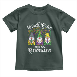 Mardi Gras With My Gnomies Funny Gnomes Squad Toddler T Shirt TS09 Dark Forest Green Print Your Wear