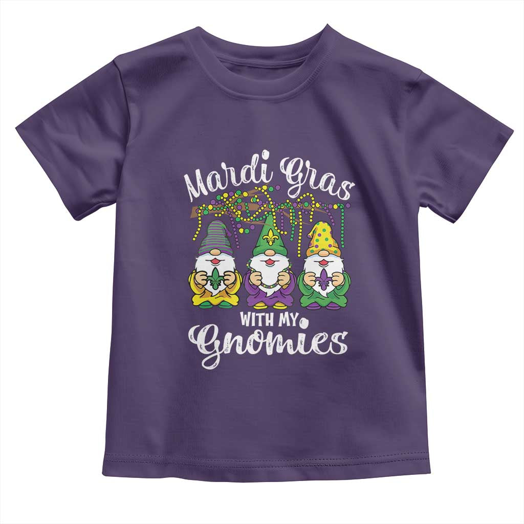Mardi Gras With My Gnomies Funny Gnomes Squad Toddler T Shirt TS09 Purple Print Your Wear