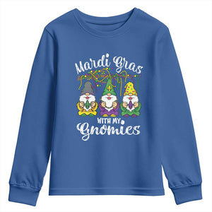 Mardi Gras With My Gnomies Funny Gnomes Squad Youth Sweatshirt TS09 Royal Blue Print Your Wear