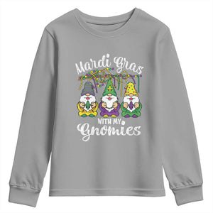 Mardi Gras With My Gnomies Funny Gnomes Squad Youth Sweatshirt TS09 Sport Gray Print Your Wear