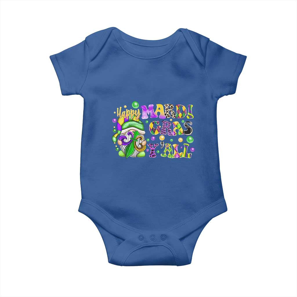 Happy Mardi Gras Y'all Cute Gnome Fat Tuesday Baby Onesie TS09 Royal Blue Print Your Wear