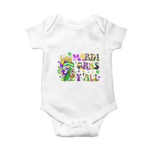 Happy Mardi Gras Y'all Cute Gnome Fat Tuesday Baby Onesie TS09 White Print Your Wear