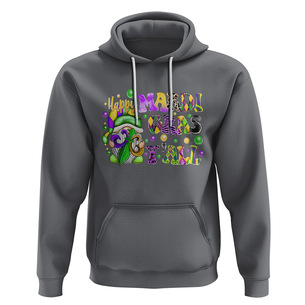 Happy Mardi Gras Y'all Cute Gnome Fat Tuesday Hoodie TS09 Charcoal Printyourwear