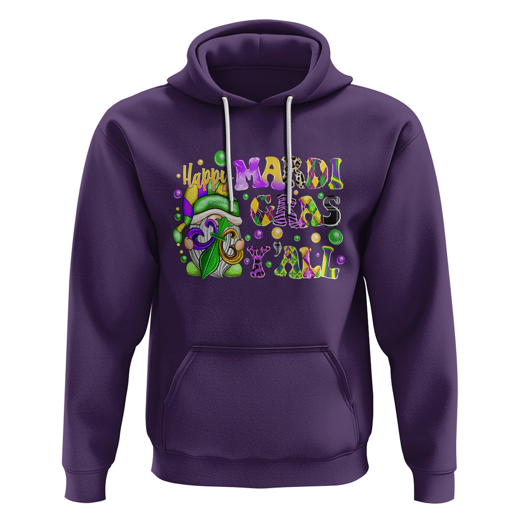 Happy Mardi Gras Y'all Cute Gnome Fat Tuesday Hoodie TS09 Purple Printyourwear