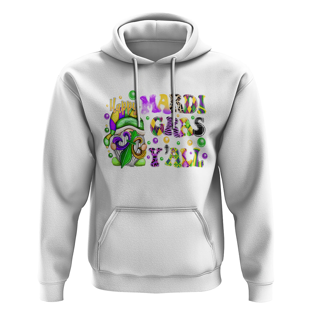 Happy Mardi Gras Y'all Cute Gnome Fat Tuesday Hoodie TS09 White Printyourwear