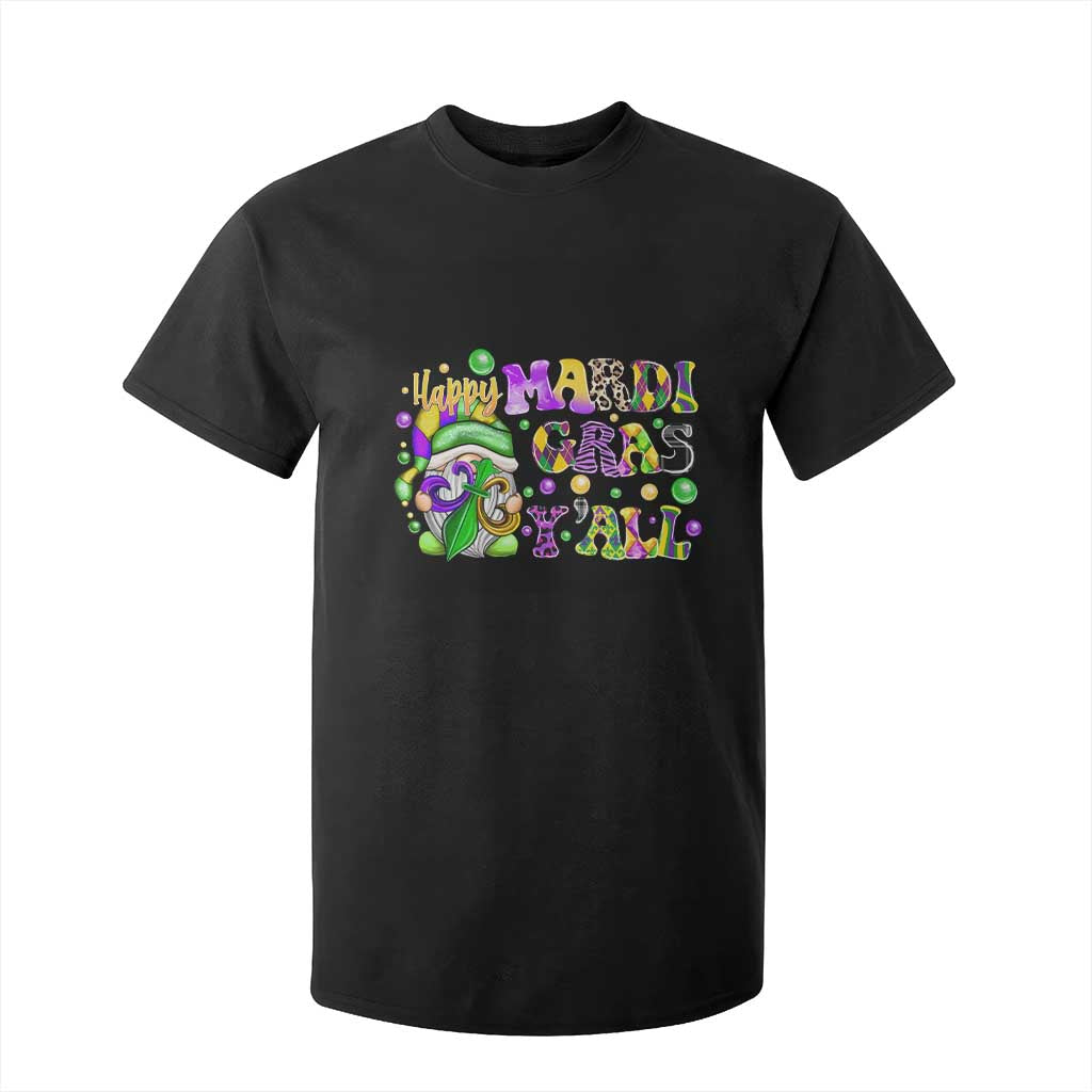Happy Mardi Gras Y'all Cute Gnome Fat Tuesday T Shirt For Kid TS09 Black Print Your Wear