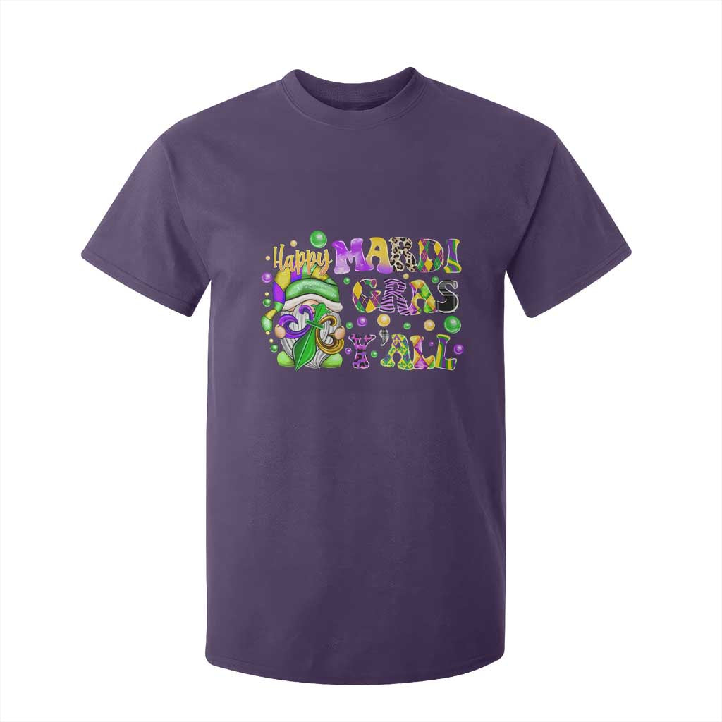 Happy Mardi Gras Y'all Cute Gnome Fat Tuesday T Shirt For Kid TS09 Purple Print Your Wear