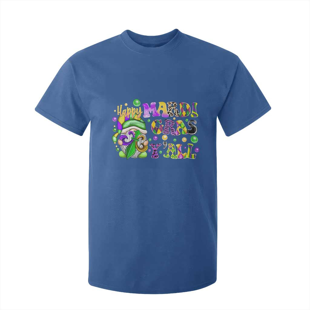 Happy Mardi Gras Y'all Cute Gnome Fat Tuesday T Shirt For Kid TS09 Royal Blue Print Your Wear