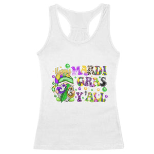 Happy Mardi Gras Y'all Cute Gnome Fat Tuesday Racerback Tank Top TS09 White Print Your Wear