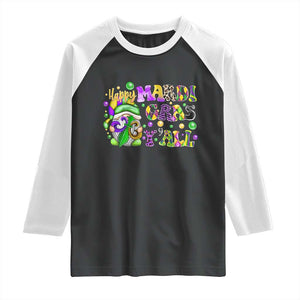 Happy Mardi Gras Y'all Cute Gnome Fat Tuesday Raglan Shirt TS09 Black White Print Your Wear