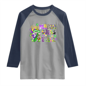 Happy Mardi Gras Y'all Cute Gnome Fat Tuesday Raglan Shirt TS09 Sport Gray Navy Print Your Wear