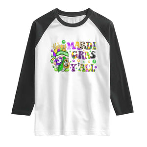 Happy Mardi Gras Y'all Cute Gnome Fat Tuesday Raglan Shirt TS09 White Black Print Your Wear