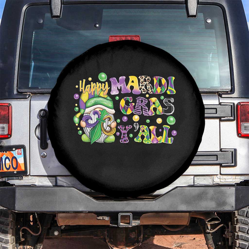 Happy Mardi Gras Y'all Cute Gnome Fat Tuesday Spare Tire Cover TS09 No hole Black Print Your Wear