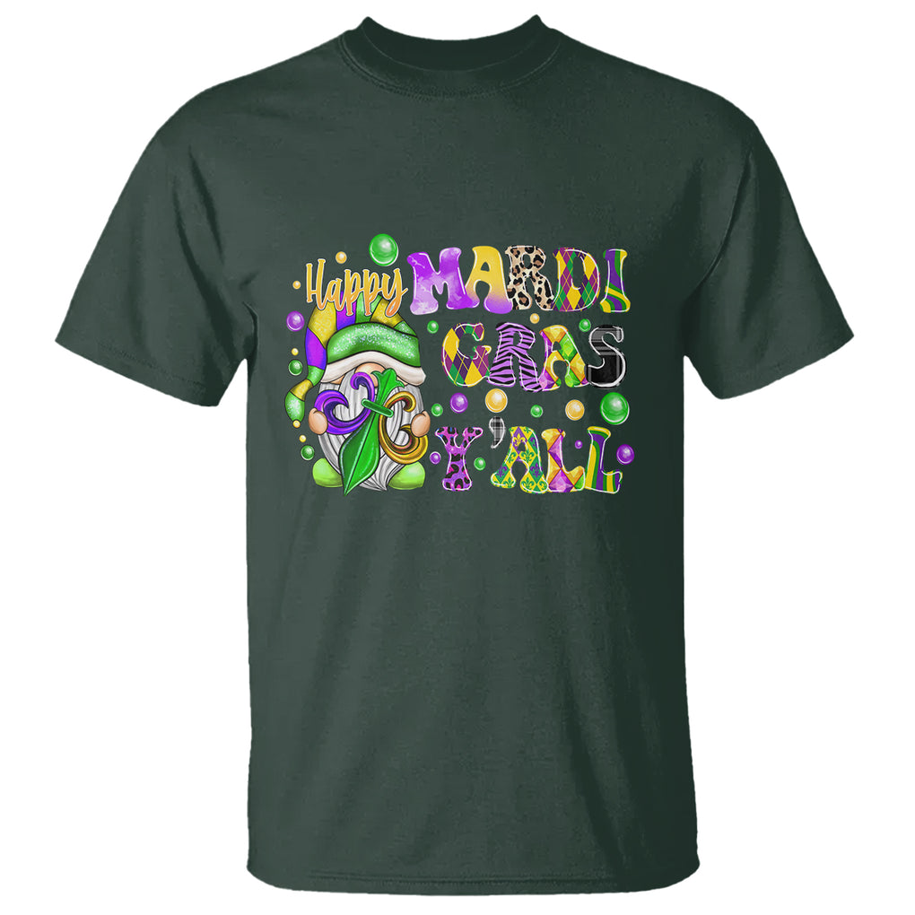 Happy Mardi Gras Y'all Cute Gnome Fat Tuesday T Shirt TS09 Dark Forest Green Printyourwear