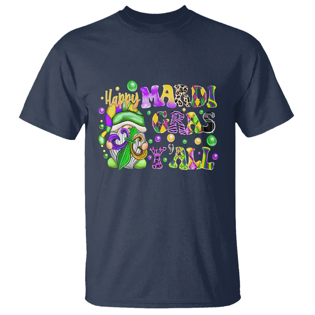 Happy Mardi Gras Y'all Cute Gnome Fat Tuesday T Shirt TS09 Navy Printyourwear