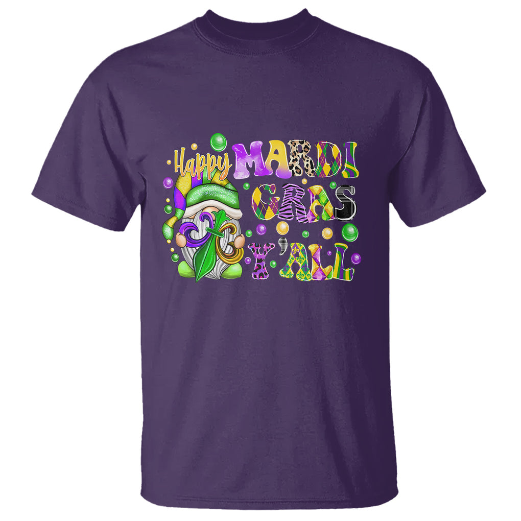 Happy Mardi Gras Y'all Cute Gnome Fat Tuesday T Shirt TS09 Purple Printyourwear