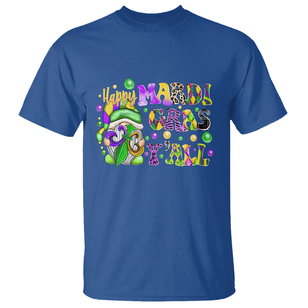 Happy Mardi Gras Y'all Cute Gnome Fat Tuesday T Shirt TS09 Royal Blue Printyourwear