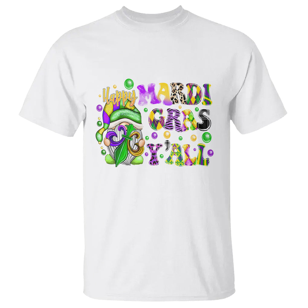 Happy Mardi Gras Y'all Cute Gnome Fat Tuesday T Shirt TS09 White Printyourwear