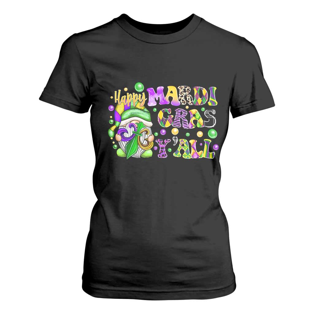 Happy Mardi Gras Y'all Cute Gnome Fat Tuesday T Shirt For Women TS09 Black Print Your Wear