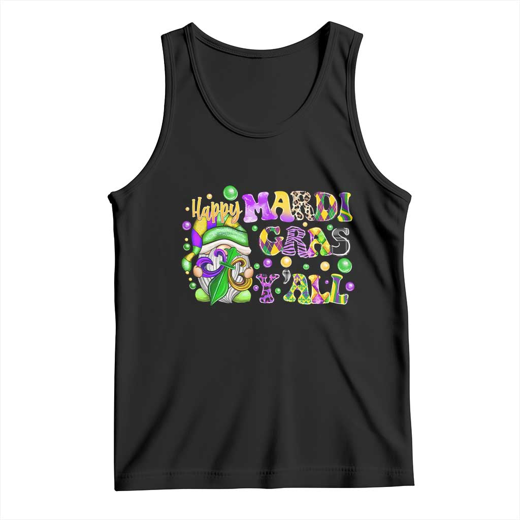 Happy Mardi Gras Y'all Cute Gnome Fat Tuesday Tank Top TS09 Black Print Your Wear