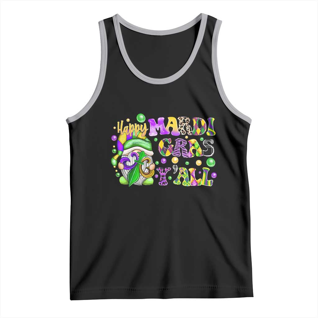 Happy Mardi Gras Y'all Cute Gnome Fat Tuesday Tank Top TS09 Black Athletic Heather Print Your Wear
