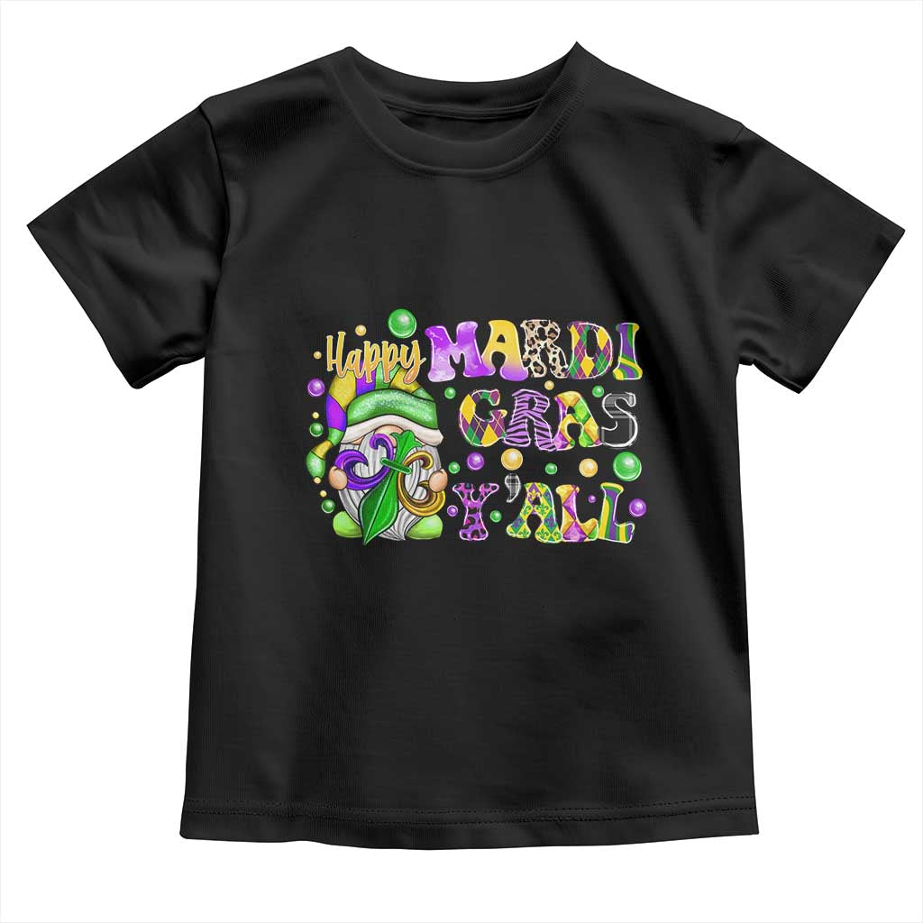 Happy Mardi Gras Y'all Cute Gnome Fat Tuesday Toddler T Shirt TS09 Black Print Your Wear