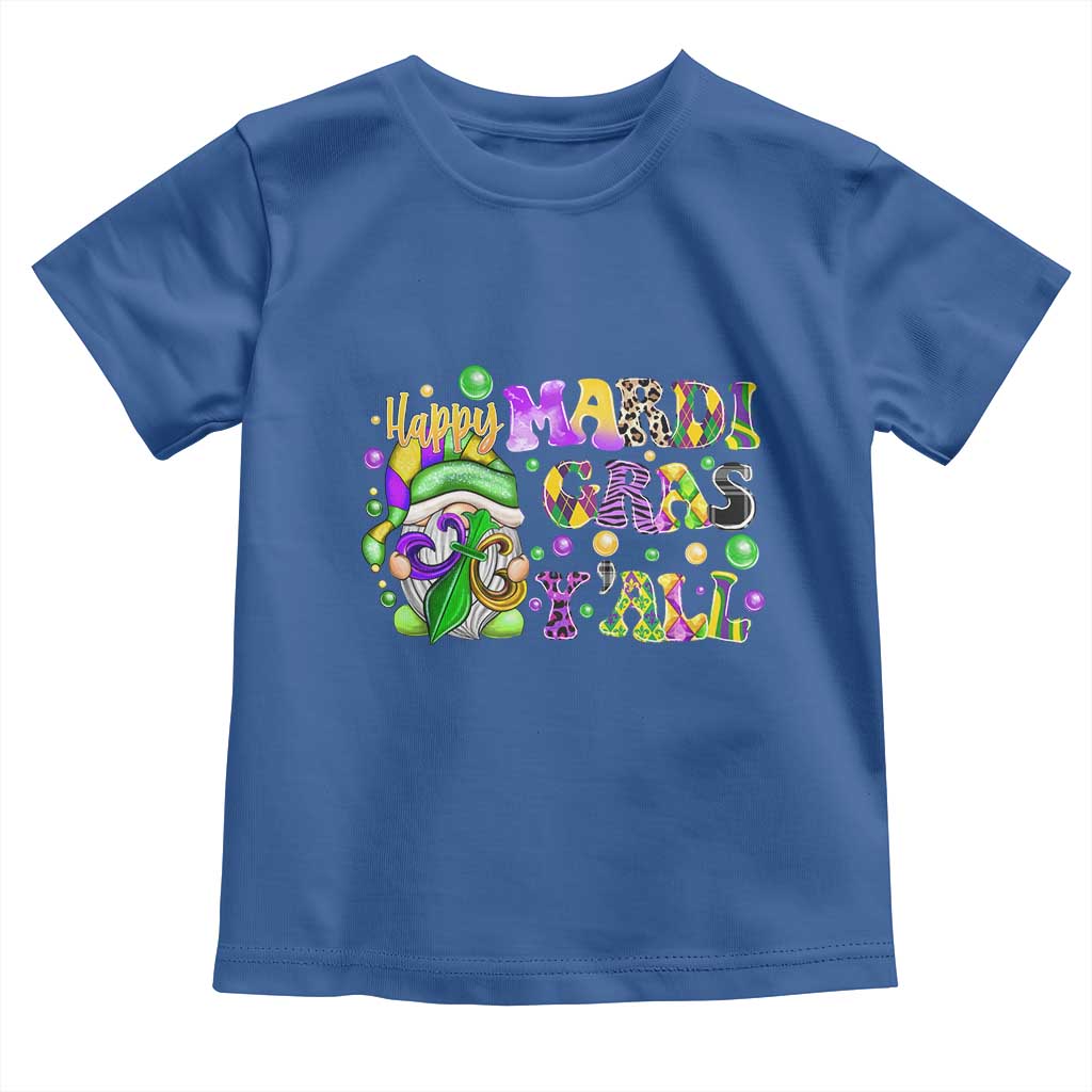 Happy Mardi Gras Y'all Cute Gnome Fat Tuesday Toddler T Shirt TS09 Royal Blue Print Your Wear