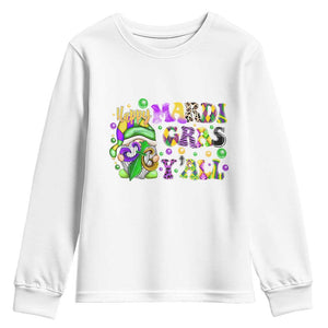 Happy Mardi Gras Y'all Cute Gnome Fat Tuesday Youth Sweatshirt TS09 White Print Your Wear