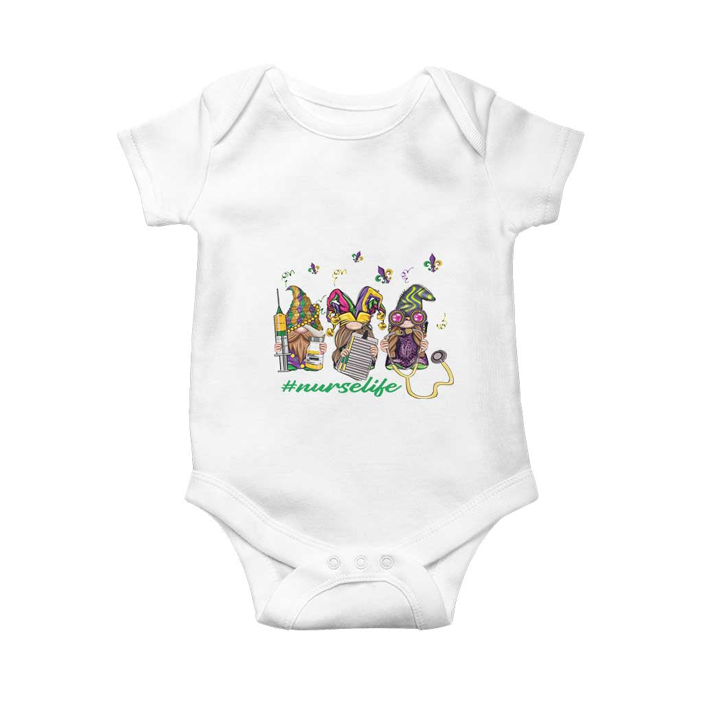 Mardi Gras Baby Onesie Jester Gnomes Nurse RN ICU NICU ER Scrub TS09 White Print Your Wear