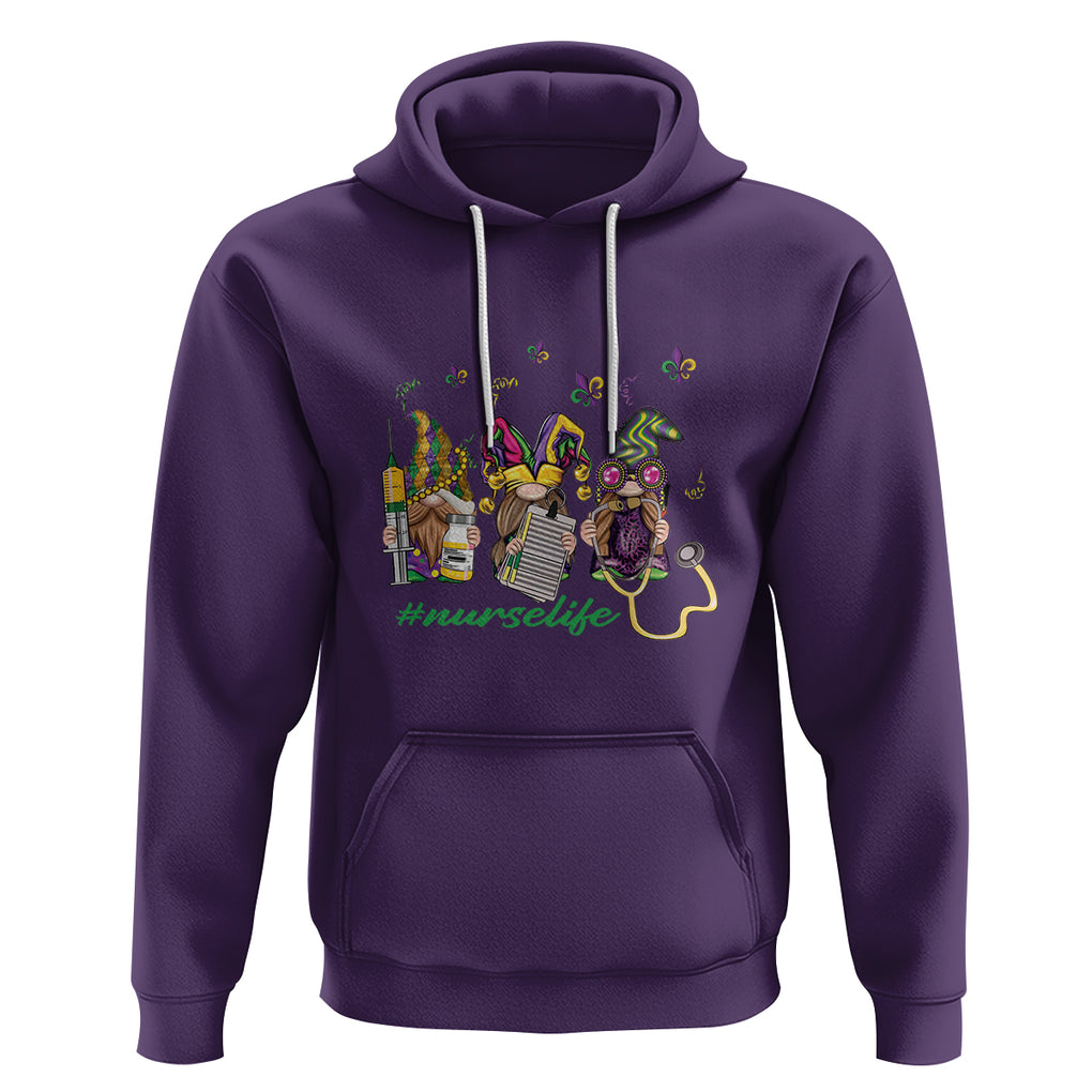 Mardi Gras Hoodie Jester Gnomes Nurse RN ICU NICU ER Scrub TS09 Purple Printyourwear