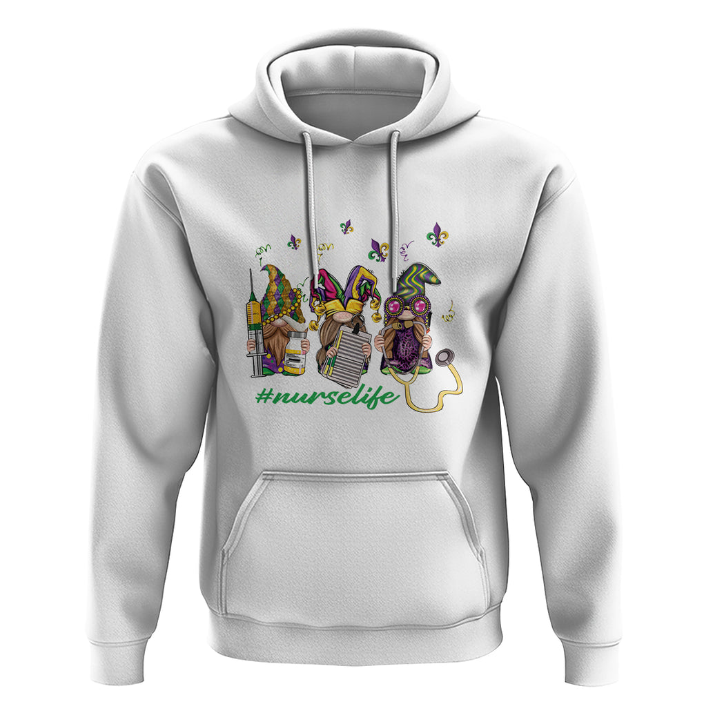Mardi Gras Hoodie Jester Gnomes Nurse RN ICU NICU ER Scrub TS09 White Printyourwear