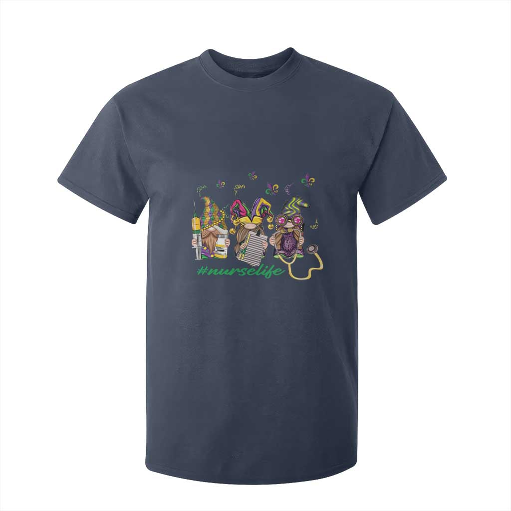 Mardi Gras T Shirt For Kid Jester Gnomes Nurse RN ICU NICU ER Scrub TS09 Navy Print Your Wear