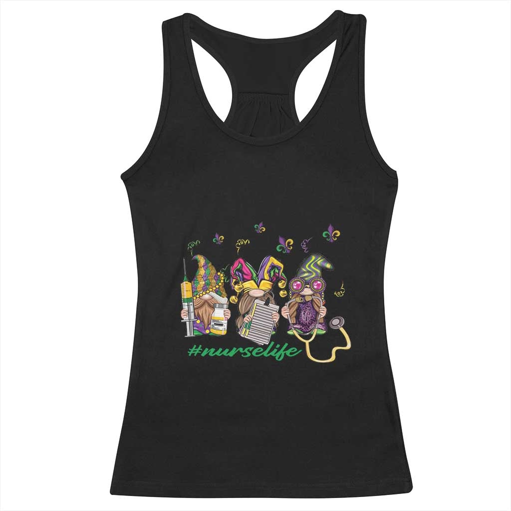 Mardi Gras Racerback Tank Top Jester Gnomes Nurse RN ICU NICU ER Scrub TS09 Black Print Your Wear