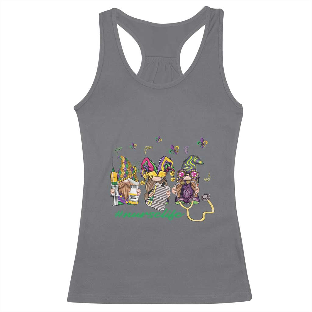 Mardi Gras Racerback Tank Top Jester Gnomes Nurse RN ICU NICU ER Scrub TS09 Charcoal Print Your Wear