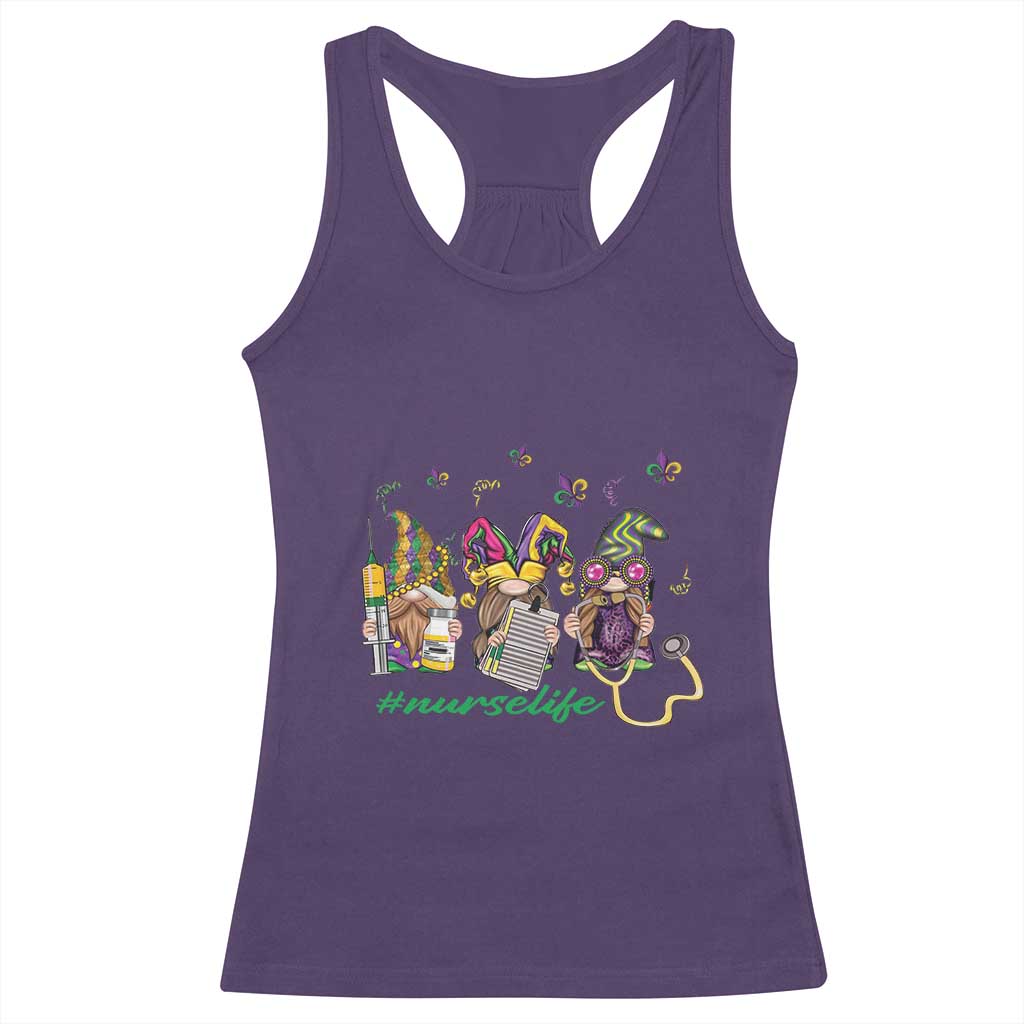 Mardi Gras Racerback Tank Top Jester Gnomes Nurse RN ICU NICU ER Scrub TS09 Purple Print Your Wear