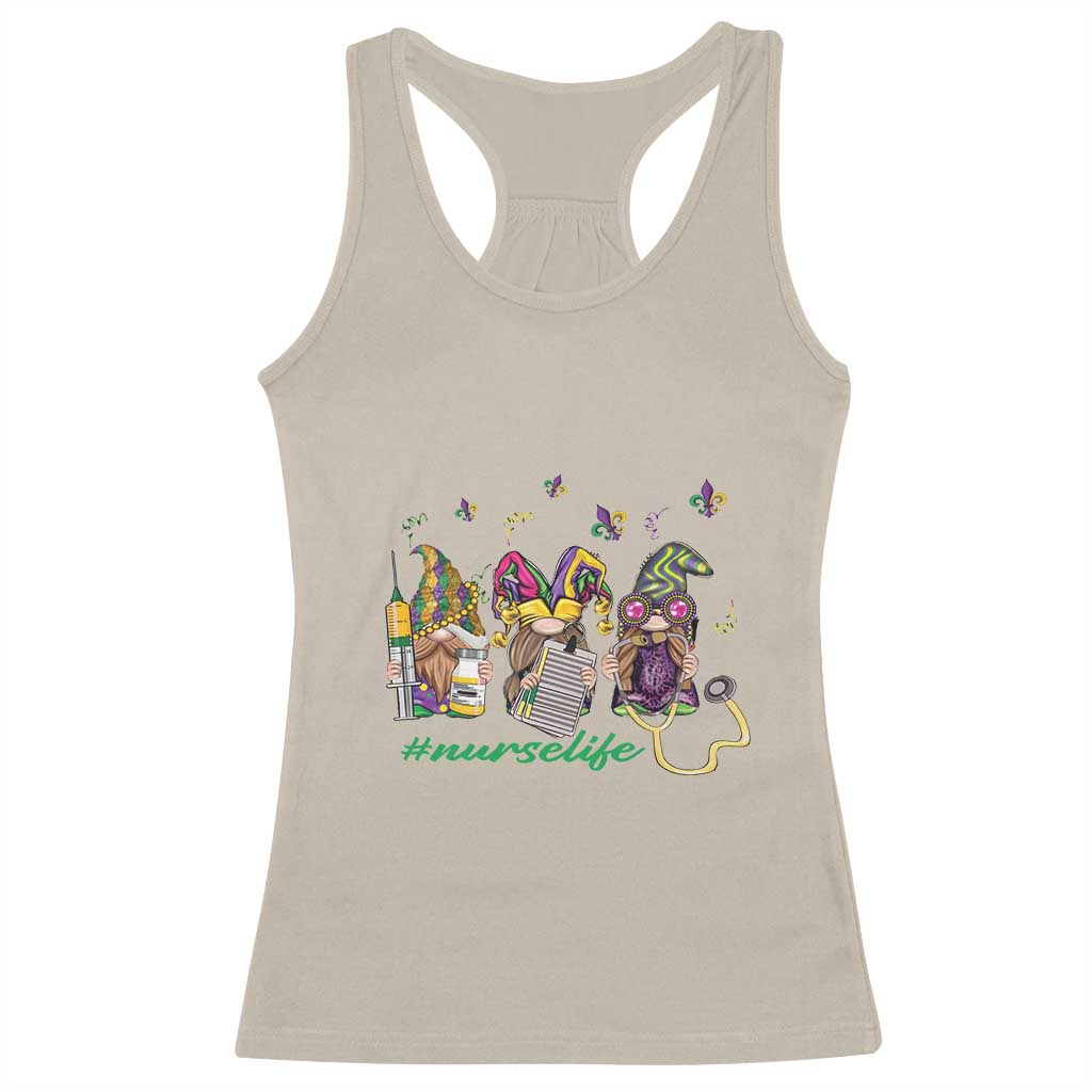 Mardi Gras Racerback Tank Top Jester Gnomes Nurse RN ICU NICU ER Scrub TS09 Sand Print Your Wear