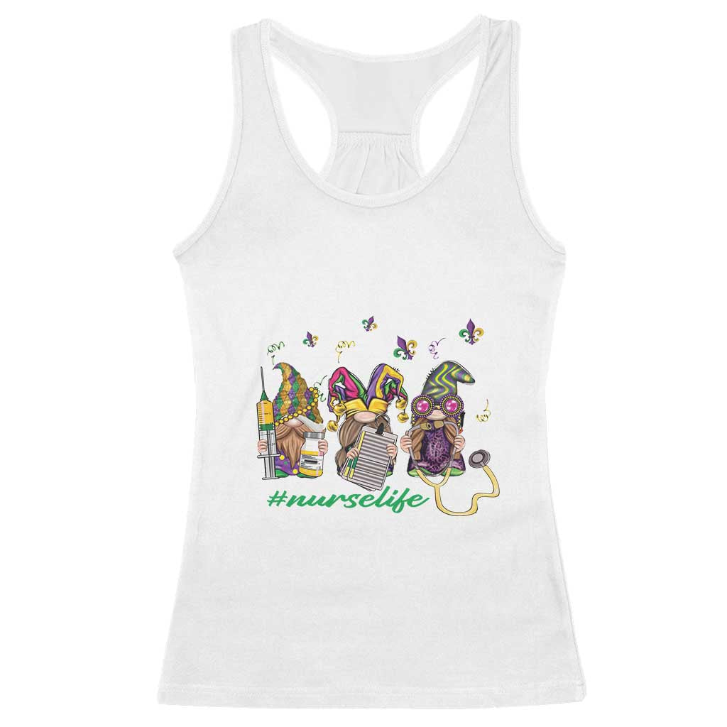 Mardi Gras Racerback Tank Top Jester Gnomes Nurse RN ICU NICU ER Scrub TS09 White Print Your Wear