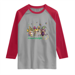 Mardi Gras Raglan Shirt Jester Gnomes Nurse RN ICU NICU ER Scrub TS09 Sport Gray Red Print Your Wear