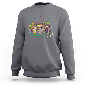 Mardi Gras Sweatshirt Jester Gnomes Nurse RN ICU NICU ER Scrub TS09 Charcoal Printyourwear