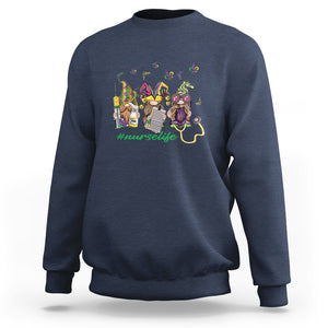Mardi Gras Sweatshirt Jester Gnomes Nurse RN ICU NICU ER Scrub TS09 Navy Printyourwear